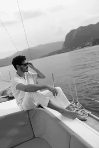Candid groom moment during Lake Como destination wedding