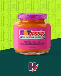 Chilli crisp jar mockup for Hot Gossip