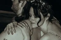 Newly married couple doing documentary and cinematic photos for their wedding / elopement at their blue ridge airbnb. Photos by Crimson Conure Photography based in Kennesaw, Georgia and Denver, Colorado
