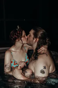 Newly married couple doing documentary and cinematic photos for their wedding / elopement at their blue ridge airbnb. Photos by Crimson Conure Photography based in Kennesaw, Georgia and Denver, Colorado