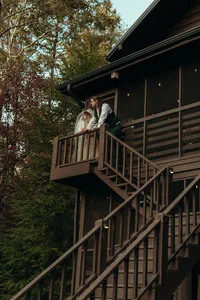 Newly married couple doing documentary and cinematic photos for their wedding / elopement at their blue ridge airbnb. Photos by Crimson Conure Photography based in Kennesaw, Georgia and Denver, Colorado