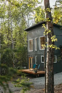 Spacious accessible chalet at Bluewater Basecamp near Anchorage, Alaska, sleeping up to six guests and ideal for group cabin stays.