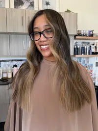 Blonde highlights on Asian hair in Jacksonville Florida.