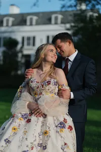 bride groom admiring each other after being married