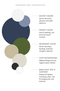 Hydrangea Tide color palette for a coastal brand kit template