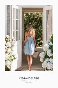 Coastal brand kit template stock photo of a woman in a linen dress