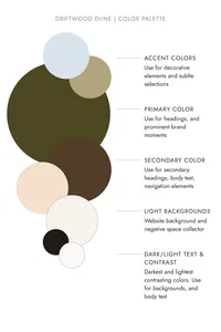 Color palette thumbnail for the Driftwood Dune earthy brand kit template