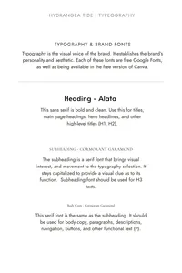 Hydrangea Tide typography selection for a coastal brand kit template