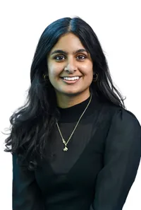 tudio portrait of a banking executive, subtle smile, professional attire