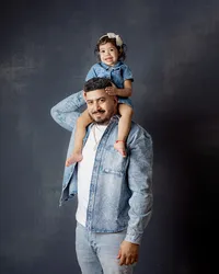 daddy-and-baby-denim-outfit-studio-portrait-piggy-back-with-daddy