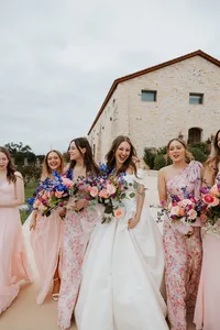 A bride with her bridesmaids during her Italian styled wedding