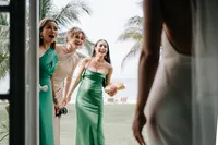 Brides first look with bridesmaids photo in the bahamas