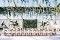old fort bay wedding, lush green and white wedding decor design
