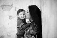 Mother and son during a family photography session in Orange County