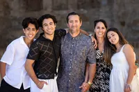 Smiling happy family during a family photography session in Orange County