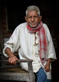 Documentary street portrait of an elderly man in Punjab, India.