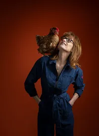 Portrait of Jane Howorth, founder of the British Hen Welfare Trust, photographed by Simon Moore
