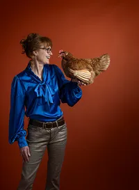 Portrait of Jane Howorth, founder of the British Hen Welfare Trust, photographed by Simon Moore
