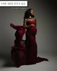 Strapless magenta maternity gown with a full, flowing train from Kelsey Freeman's client closet.