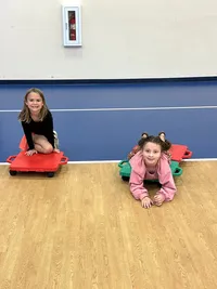 young girls having fun in gym class