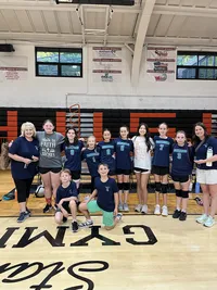 girls volleyball team after game