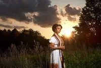 Woman in Traditional Dress at Sunset-02