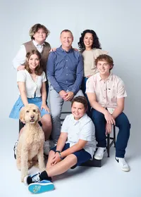 Happy Family Portrait With Pet Dog in Minneapolis Studio Setting-38