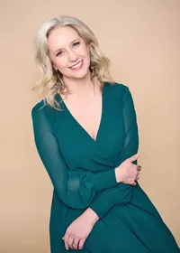 Author headshot photographed in Minneapolis St Paul studio for professional branding
