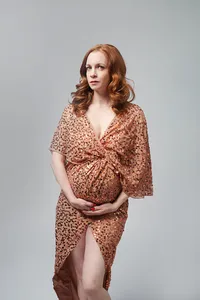 Fine Art Maternity Portrait of Expectant Mother in Sparkling Gown-09
