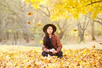 Autumn High School Senior Portrait by Professional Photographer in Woodland Setting-66