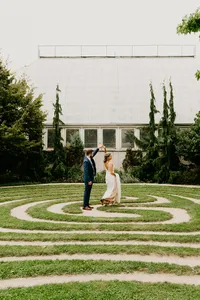 wedding couple in labyrinth