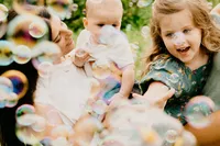 children with bubbles