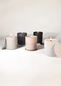 Minimal clean luxe product photography for candles. Small business product photographer in San Diego.