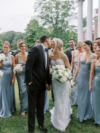 wedding party, bridal gown, bridal bouquet
