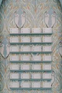 escort cards, escort board, wedding decor, wedding design, waterside wedding, custom wedding design