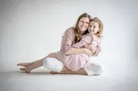 San Antonio mother and daughter session at crisp and clean white studio in downtown
