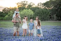 family photography session in field of bluebonnets, near San Antonio and New Braunfels, Texas