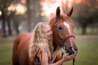 Photos of a girl and her horse, showing the love and bond between the two, near San Antonio