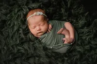 newborn girl studio photography flokati