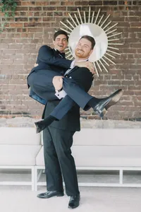 Groom and Friend | Bazart Griffintown Luxury Wedding Photography in Montreal | Juno by Julia C. Vona