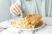 Detailed photo of a sandwich menu item from Sip and Savor for their branding session.