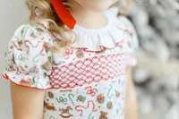 Close up photo of a christmas dresses details for Dondolo