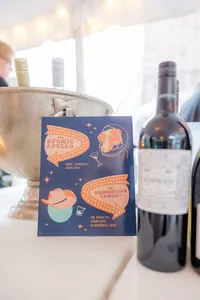 Bride and groom wedding drinks sign