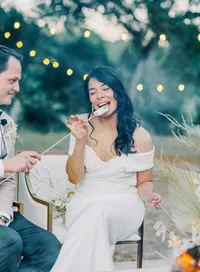 bride eating marshmallows