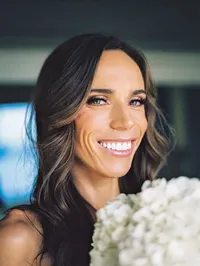 film photo of bride in the balcony of the landing resort tahoe