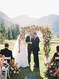 Mountain view wedding ceremony at Everline Resort