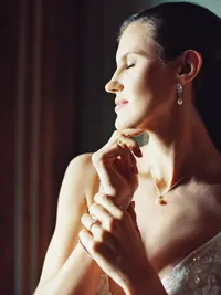romantic and nostalgic brides portrait close up on film