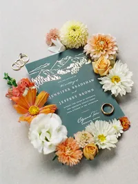 gorgeous Lake Tahoe wedding invitations styled by Adorn Life Photography