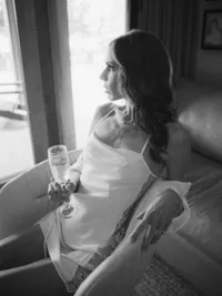 Bride anticipating her wedding ceremony at the landing tahoe