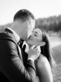 bride and groom kissing